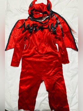 Baby/Toddler Red Devil Halloween Costume Jumpsuit with Hood and Wings